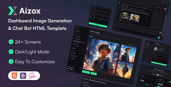 Aizox – Dashboard Image Generation & Chat Bot HTML Template