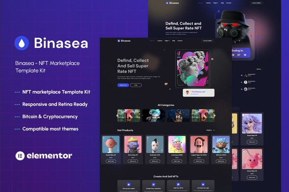 Binasea – NFT Marketplace Elementor Template Kit Binasea – NFT Marketplace Elementor Template Kit