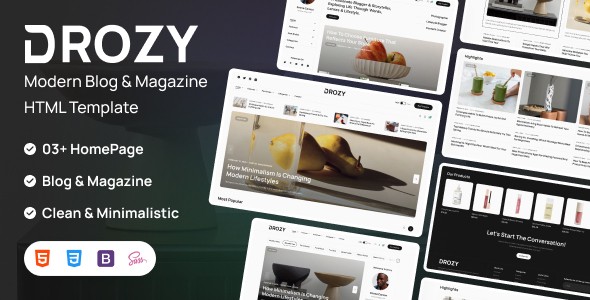 Drozy – Modern Blog & Magazine HTML Template