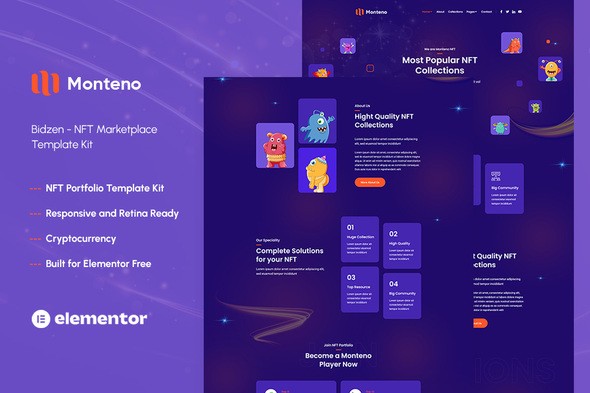 Monteno – NFT Portfolio Elementor Template Kit