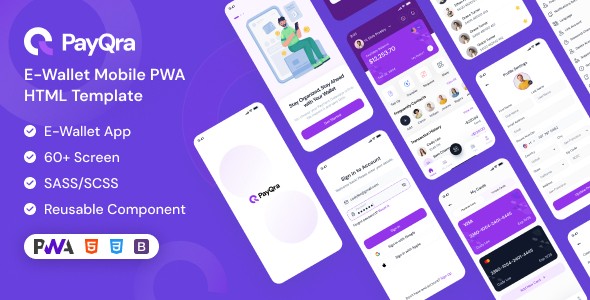 PayQra | E-Wallet Mobile PWA HTML Template