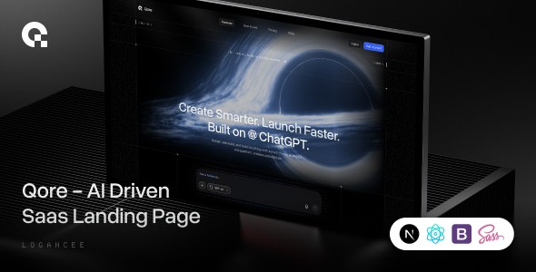 Qore – AI Content Writer, Software, SaaS & Startup Landing NextJs