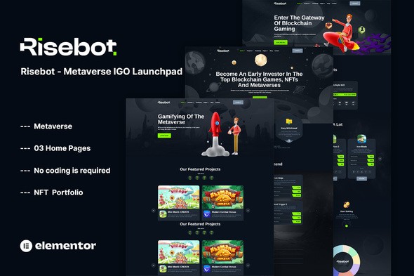 Risebot – Metaverse IGO Launchpad Elementor Template Kit Risebot – Metaverse IGO Launchpad Elementor Template Kit