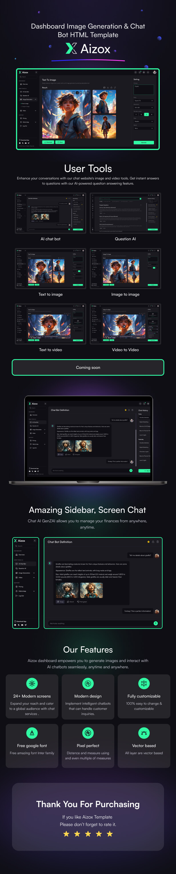 Aizox – Dashboard Image Generation & Chat Bot HTML Template