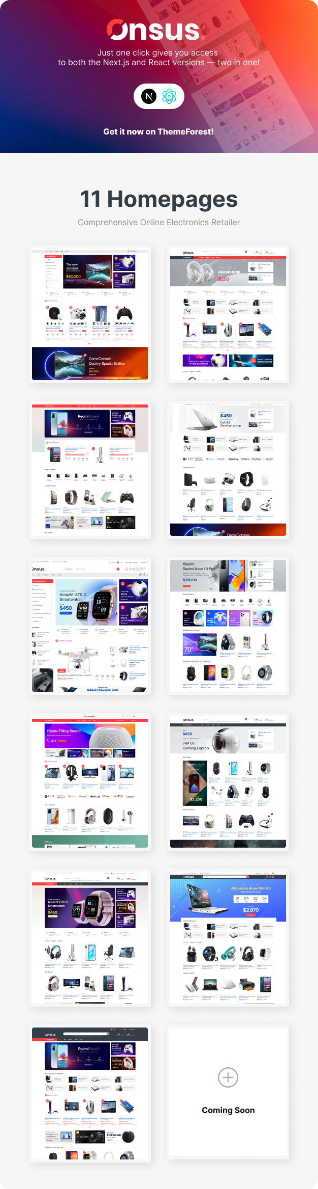 Onsus – Electronics E-commerce Next.js, React Template
