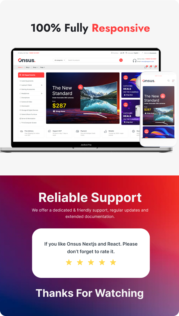 Onsus – Electronics E-commerce Next.js, React Template