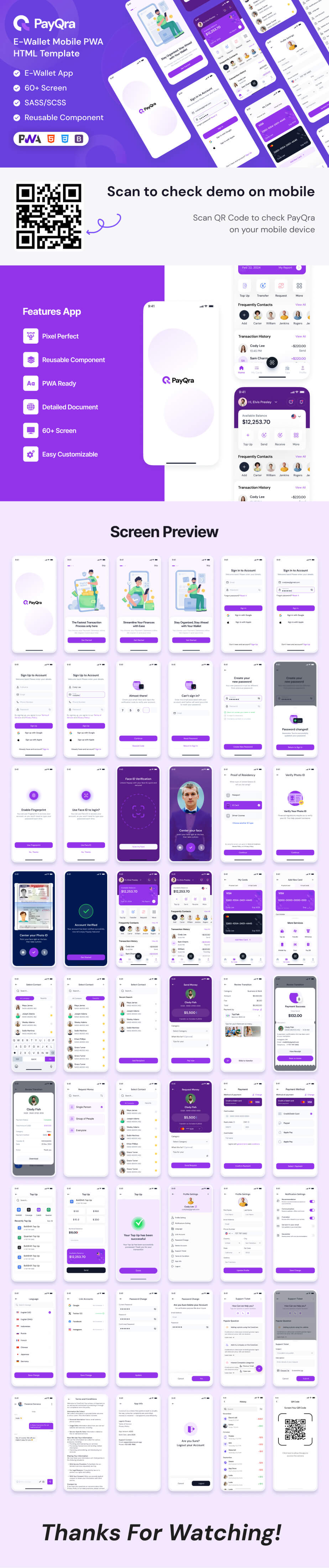 PayQra | E-Wallet Mobile PWA HTML Template