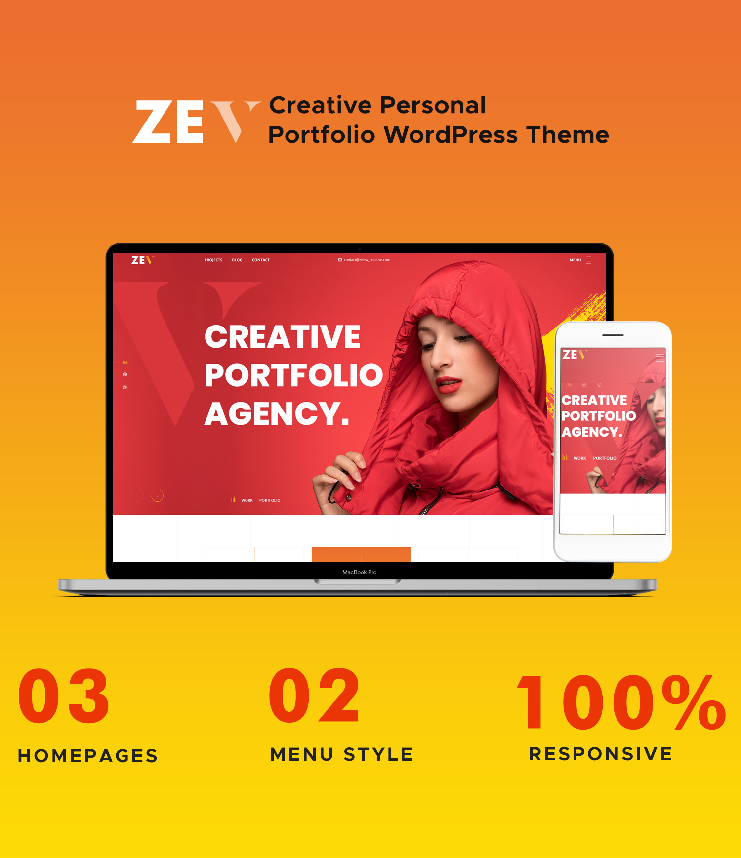 Zev – Creative Personal Portfolio WordPress Theme