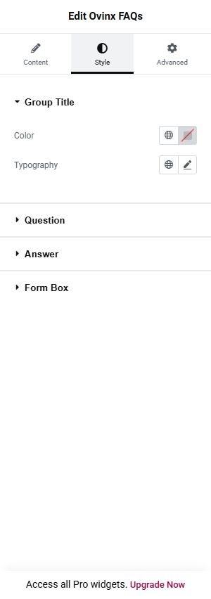 Ovinx FAQs style