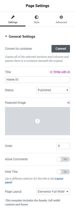 Page Settings