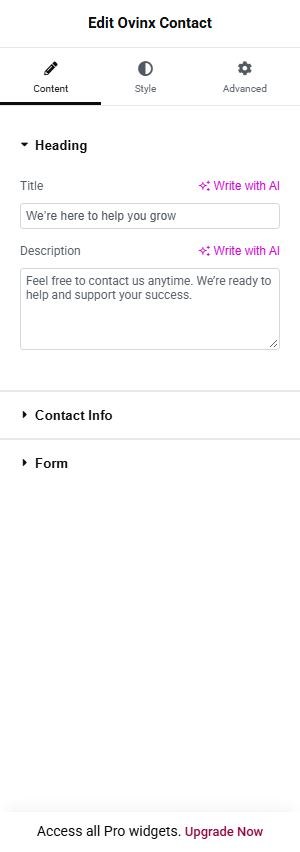 Ovinx Contact content
