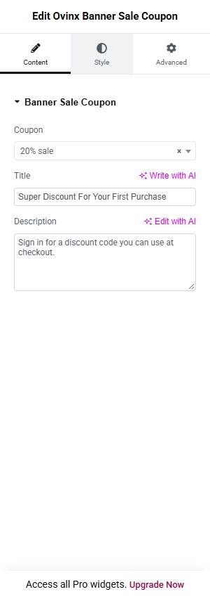 Ovinx Banner Sale Coupon content
