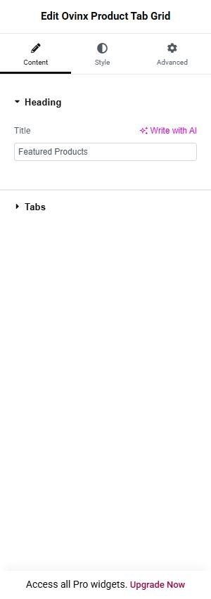 Ovinx Product Tab Grid content