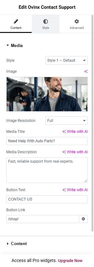 Ovinx Contact Support content