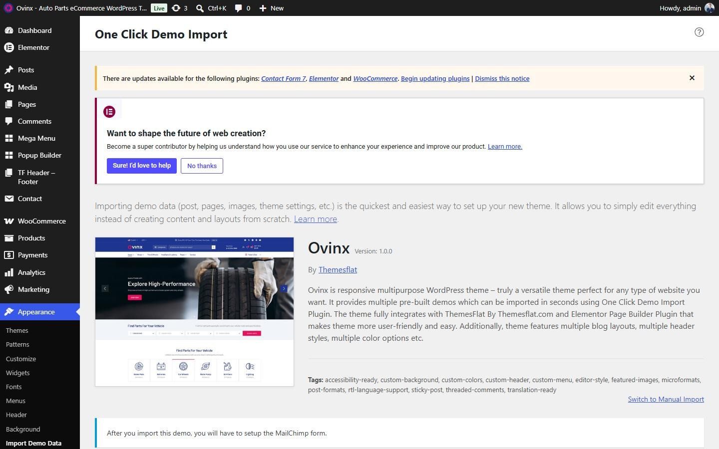 Import demo data