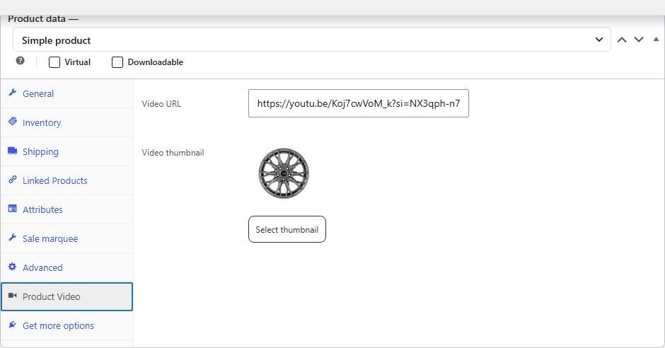 Product Video tab