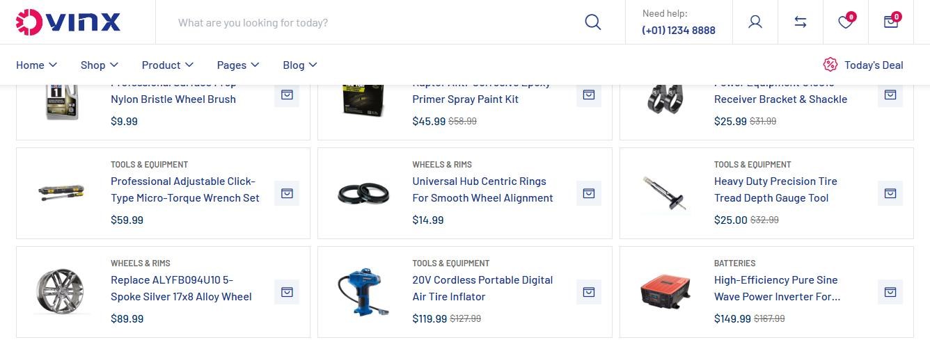 Ovinx Product Tab Grid