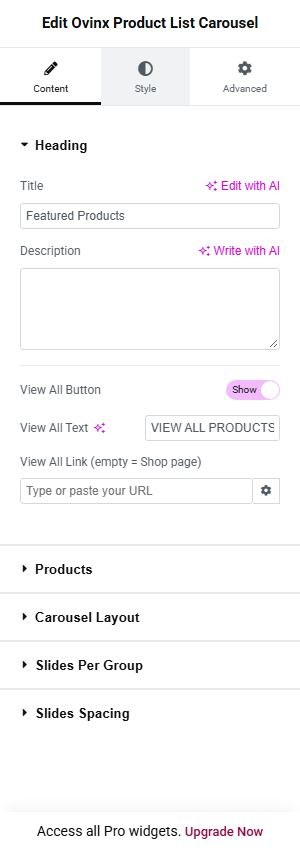 Ovinx Product List Carousel content