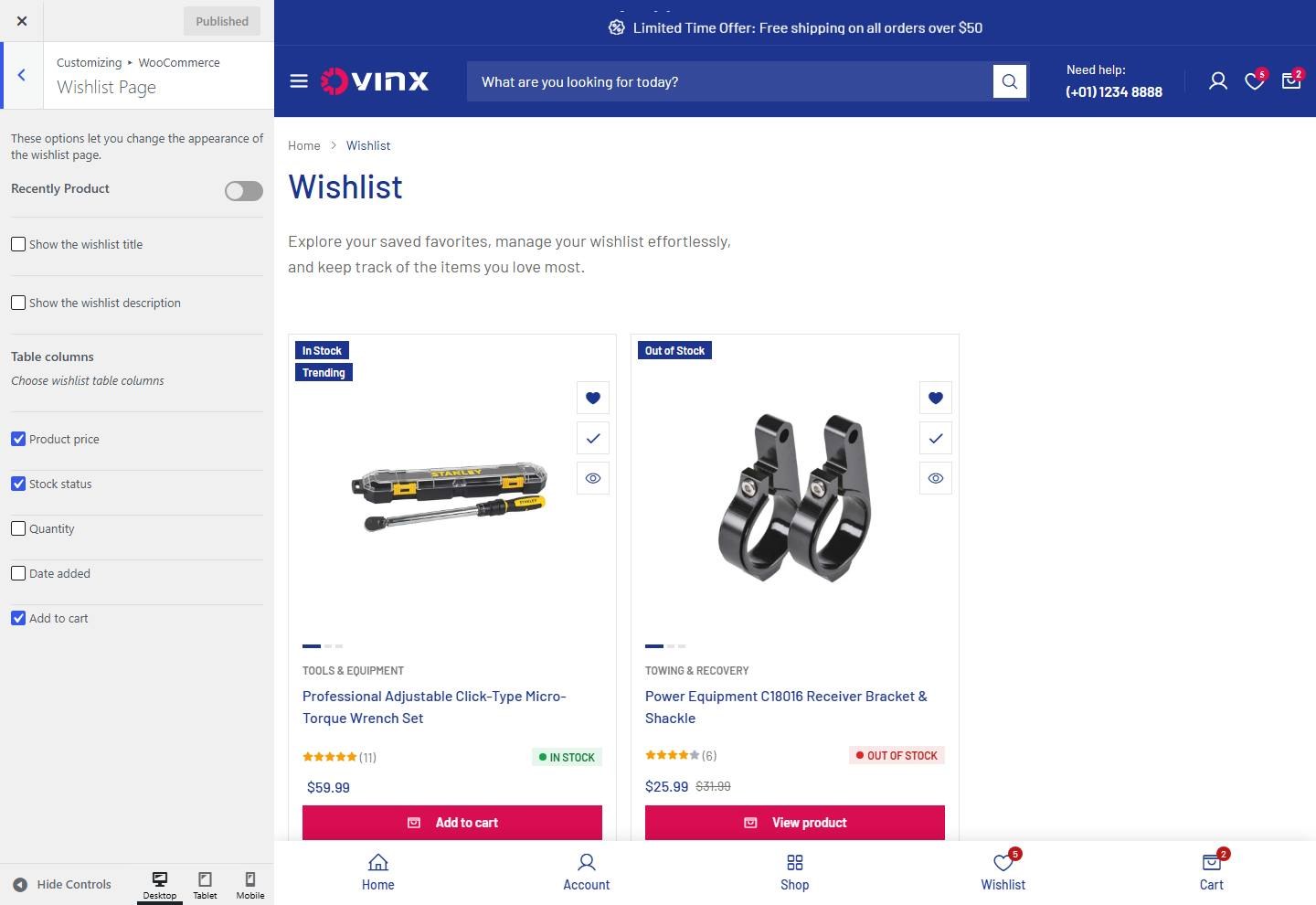 Wishlist Page