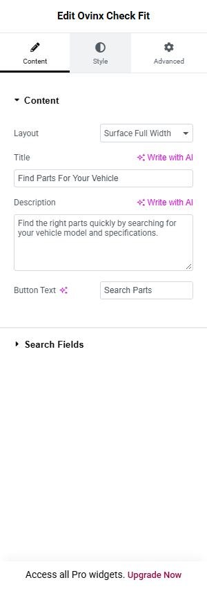 Ovinx Check Fit (Find Parts For Your Vehicle) content