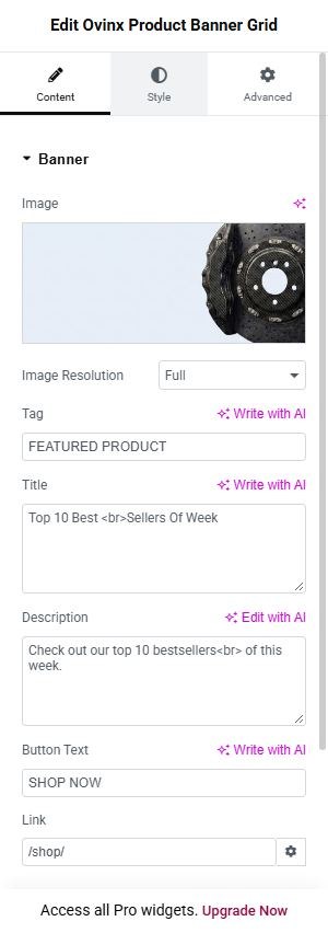 Ovinx Product Banner Grid content