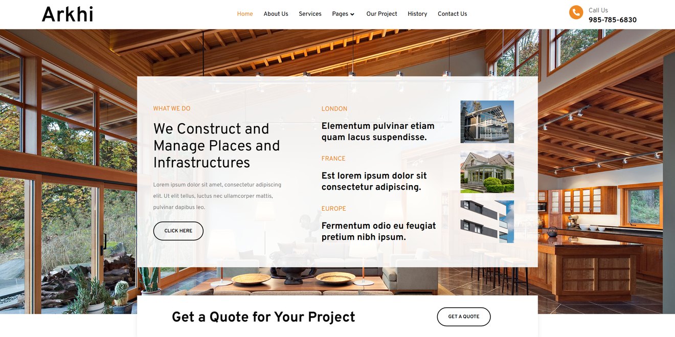 Arkhi Architecture & Interior Design Elementor Template Kit