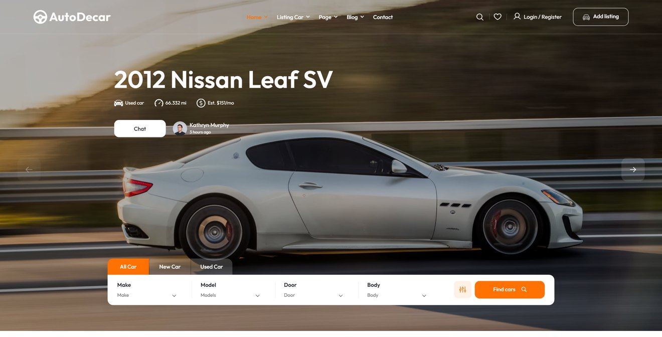 AutoDeal – Car Dealer, Rental & Listing React NextJS Template