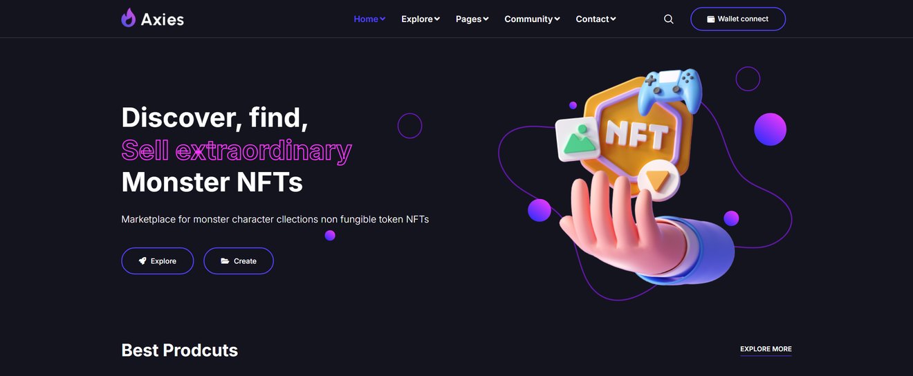 Axies – NFT Portfolio Elementor Template Kit