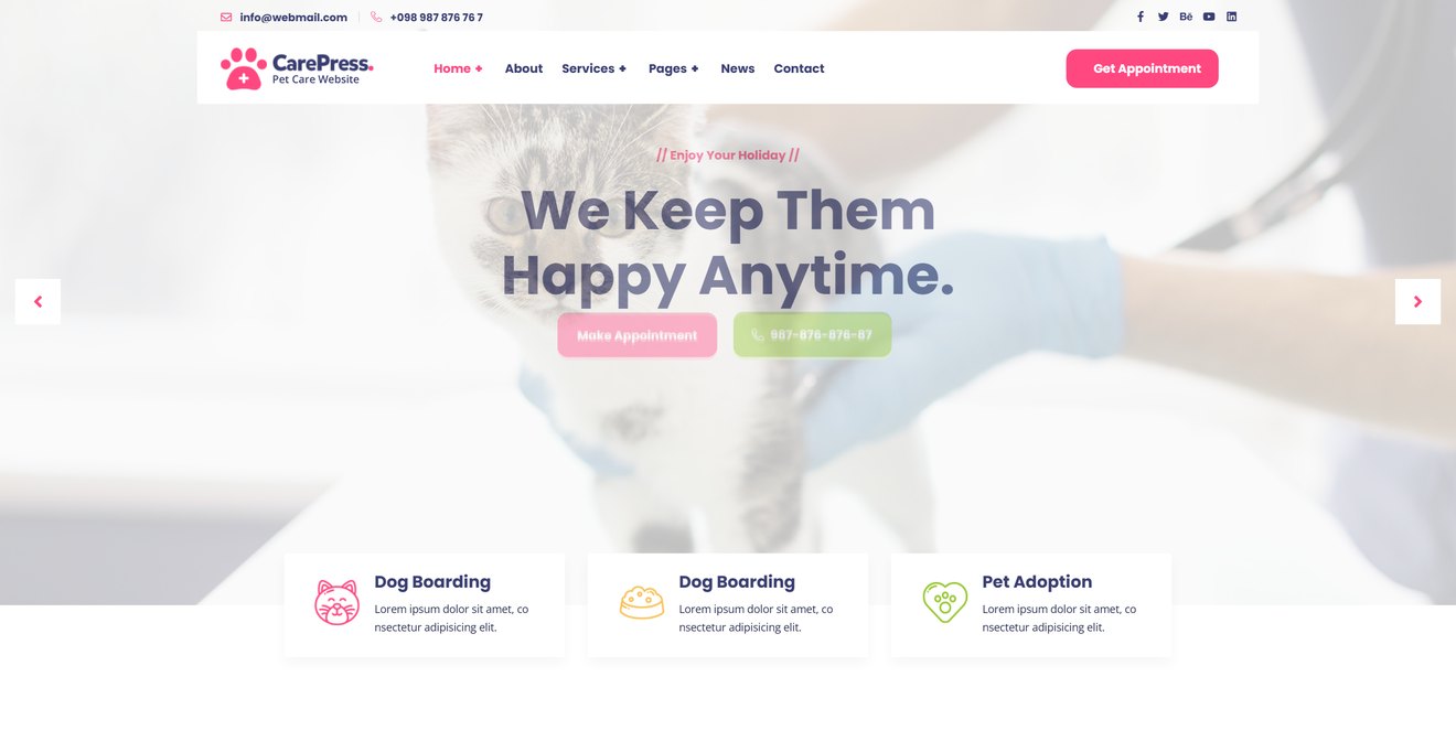 CarePress – Pet Care & Veterinary Elementor Template Kit