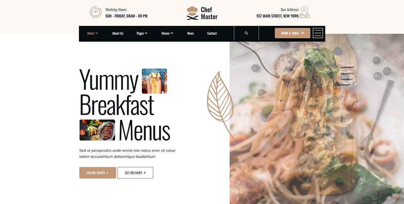 Chefmaster – Restaurant & Cafe Elementor Template Kit