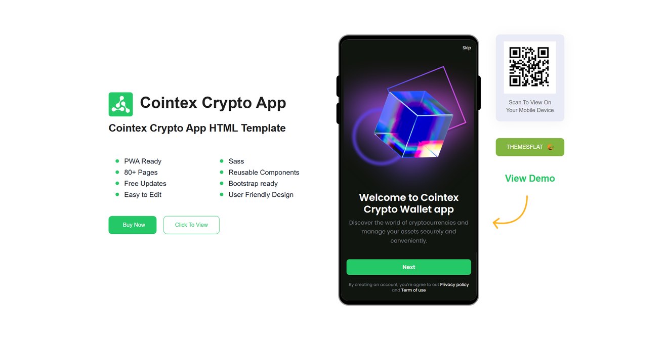 Cointex | Crypto Wallet Mobile PWA HTML Template