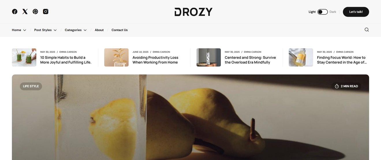 Drozy – Modern Blog & Magazine WordPress Theme