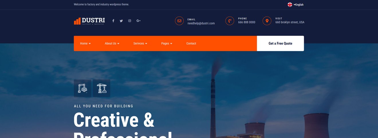 Dustri – Factory & Industrial Elementor Template Kit