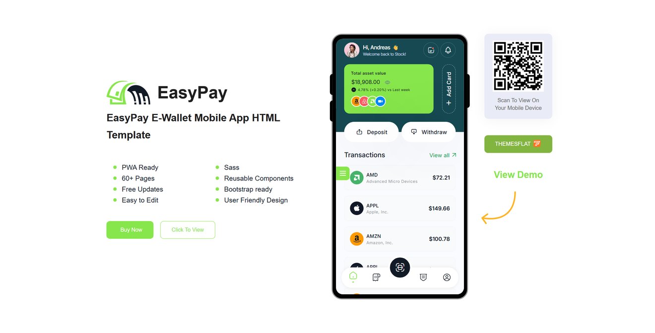 EasyPay | E-Wallet Mobile PWA HTML Template