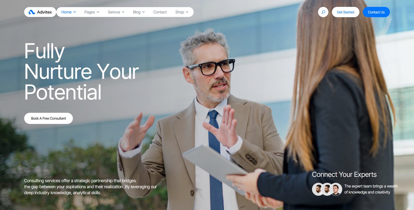 Advitex – Finance and Business Consulting React & NextJS Template
