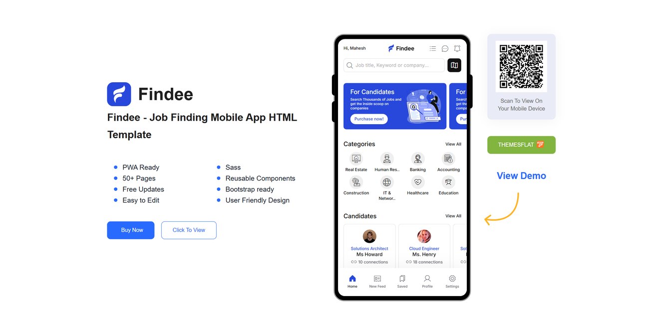 Findee | Job Finding Mobile PWA HTML Template