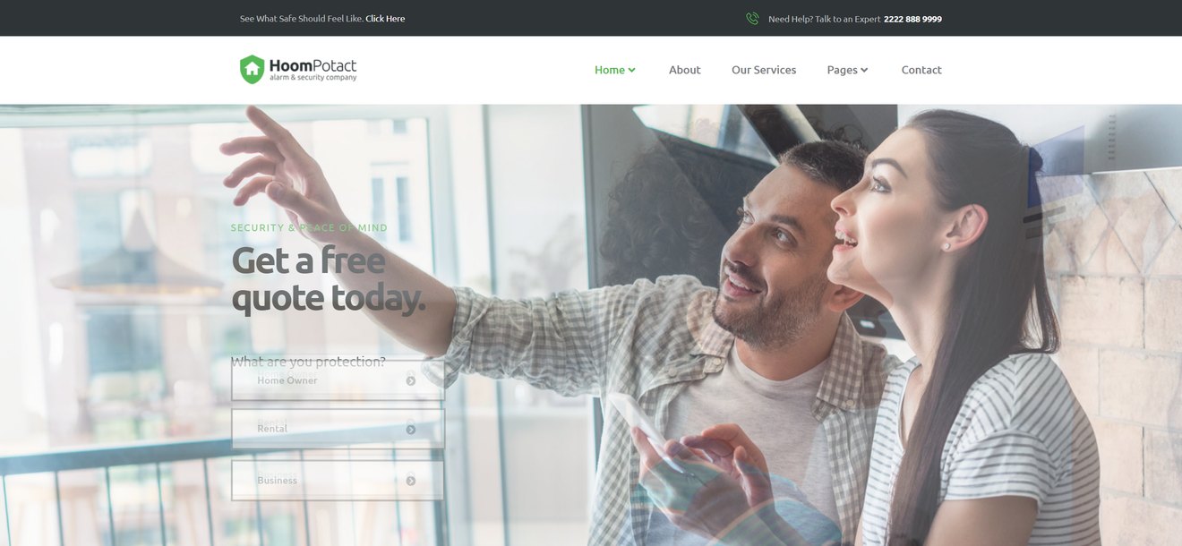 HoomPotact – Smart Alarm & Security Systems Template Kit