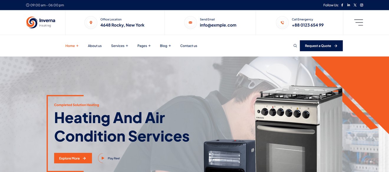 Inverna – Heating & Air Condition Service WordPress Theme