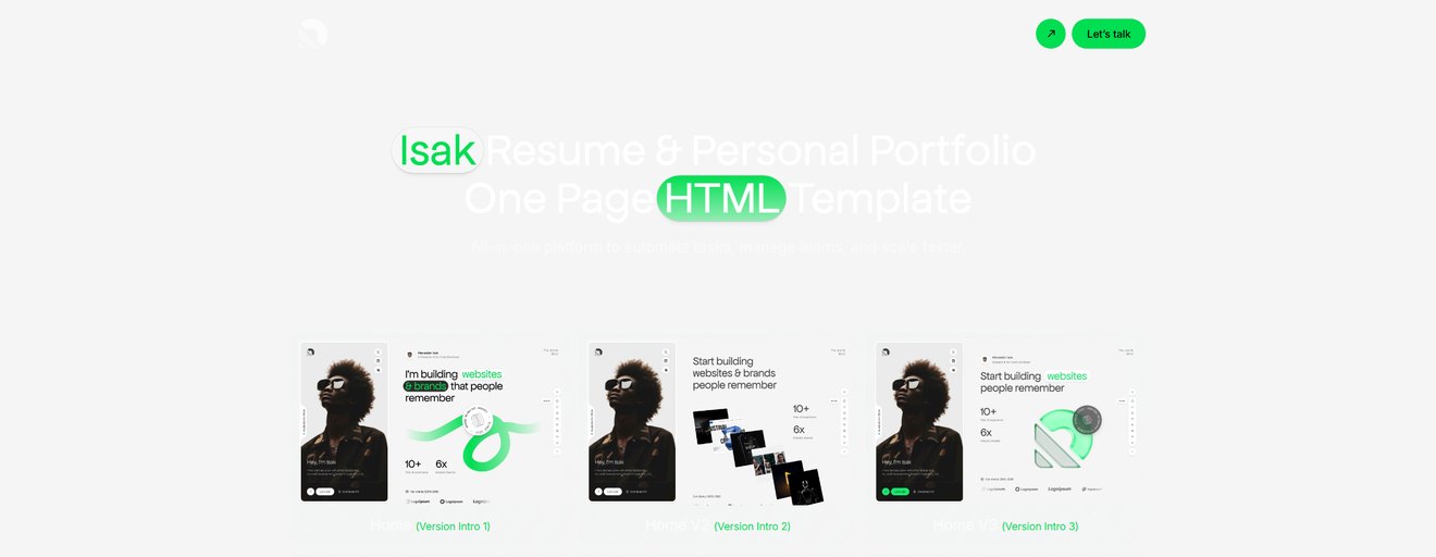 Isak – Personal Portfolio HTML Template