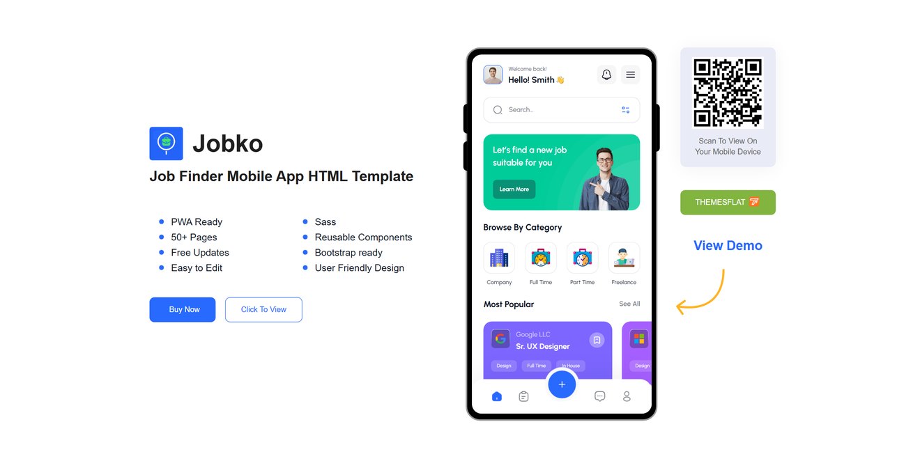 Jobko | Job Finder Mobile PWA HTML Template