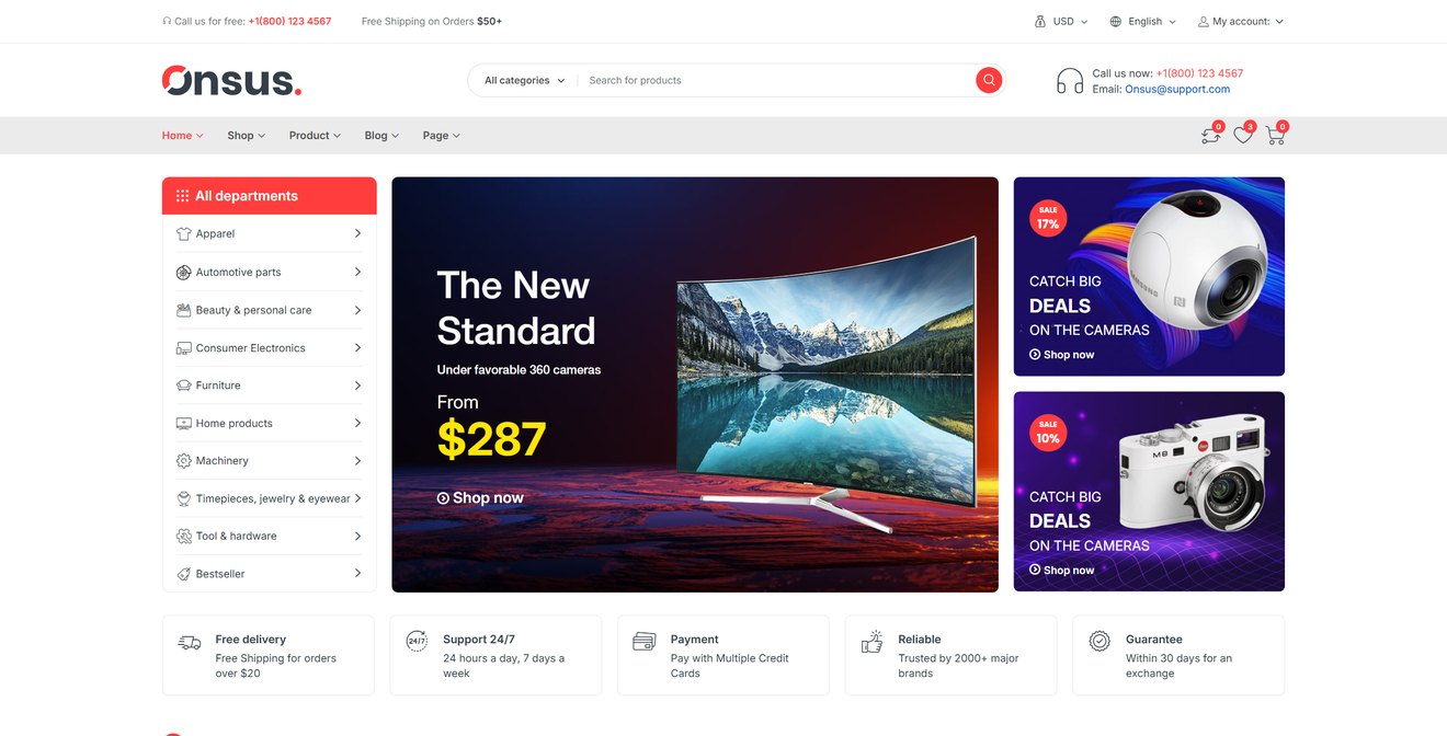Onsus – Electronics E-commerce Next.js, React Template