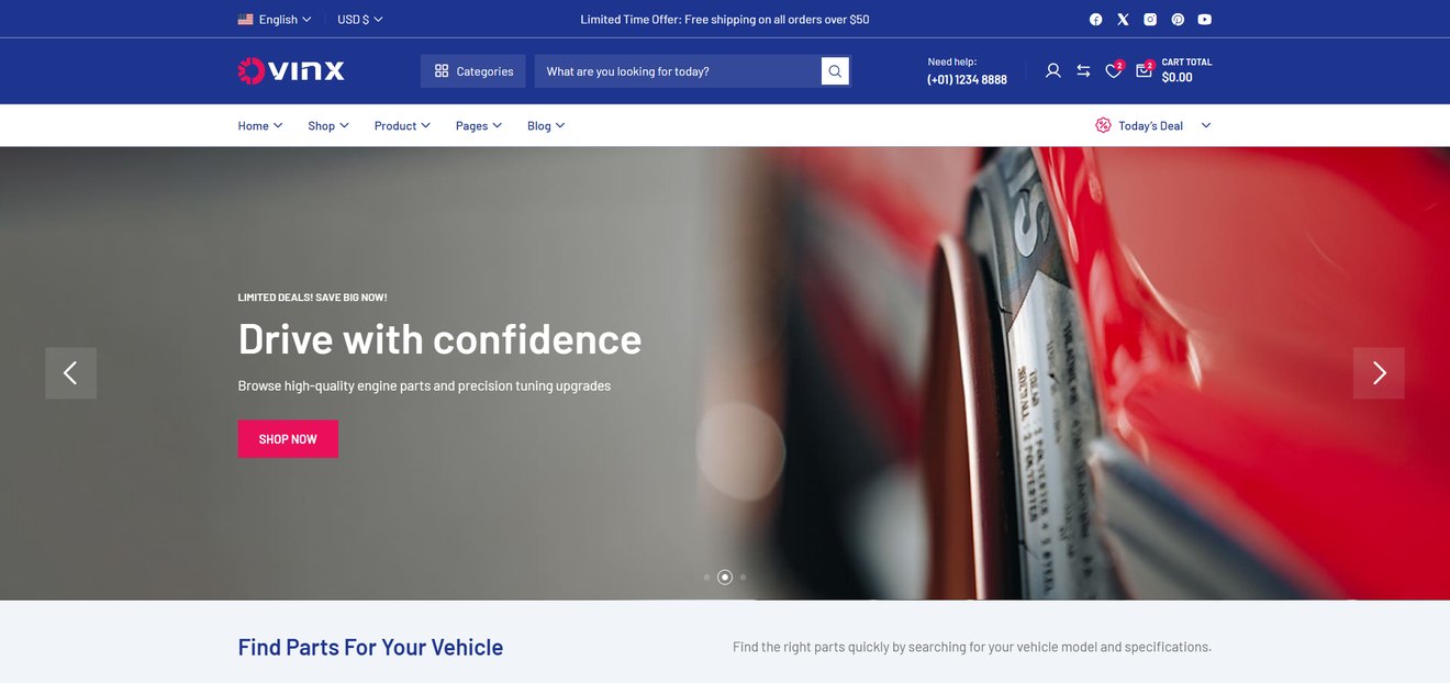 Ovinx – Auto Parts eCommerce HTML Template