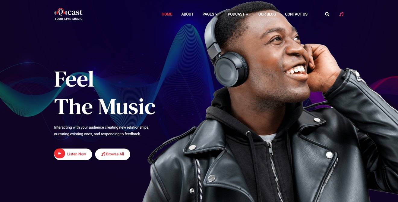 Qcast – Podcast & Music Elementor Template Kit