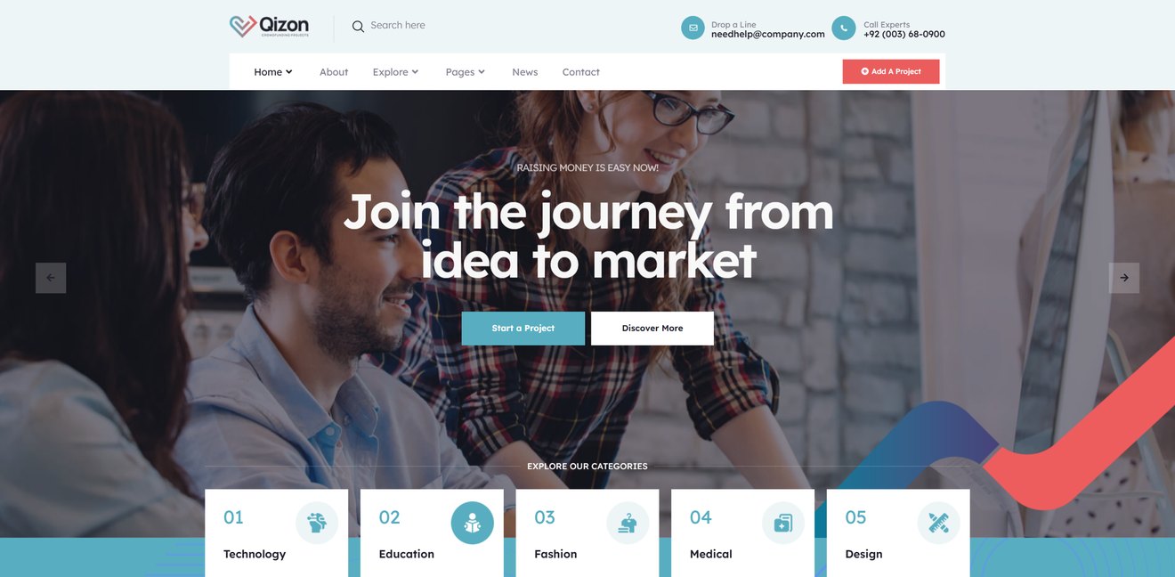 Qizon – Crowdfunding Projects Elementor Template Kit