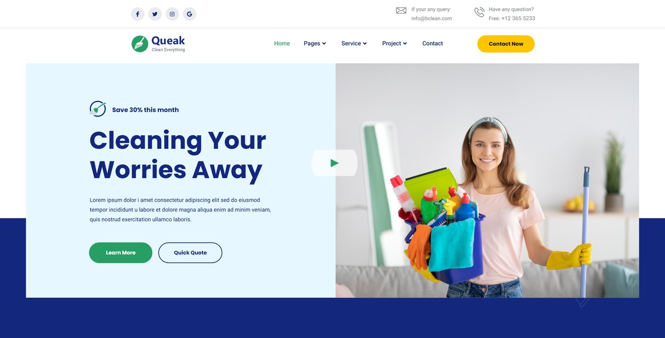 Queak – Cleaning Service Elementor Template Kit