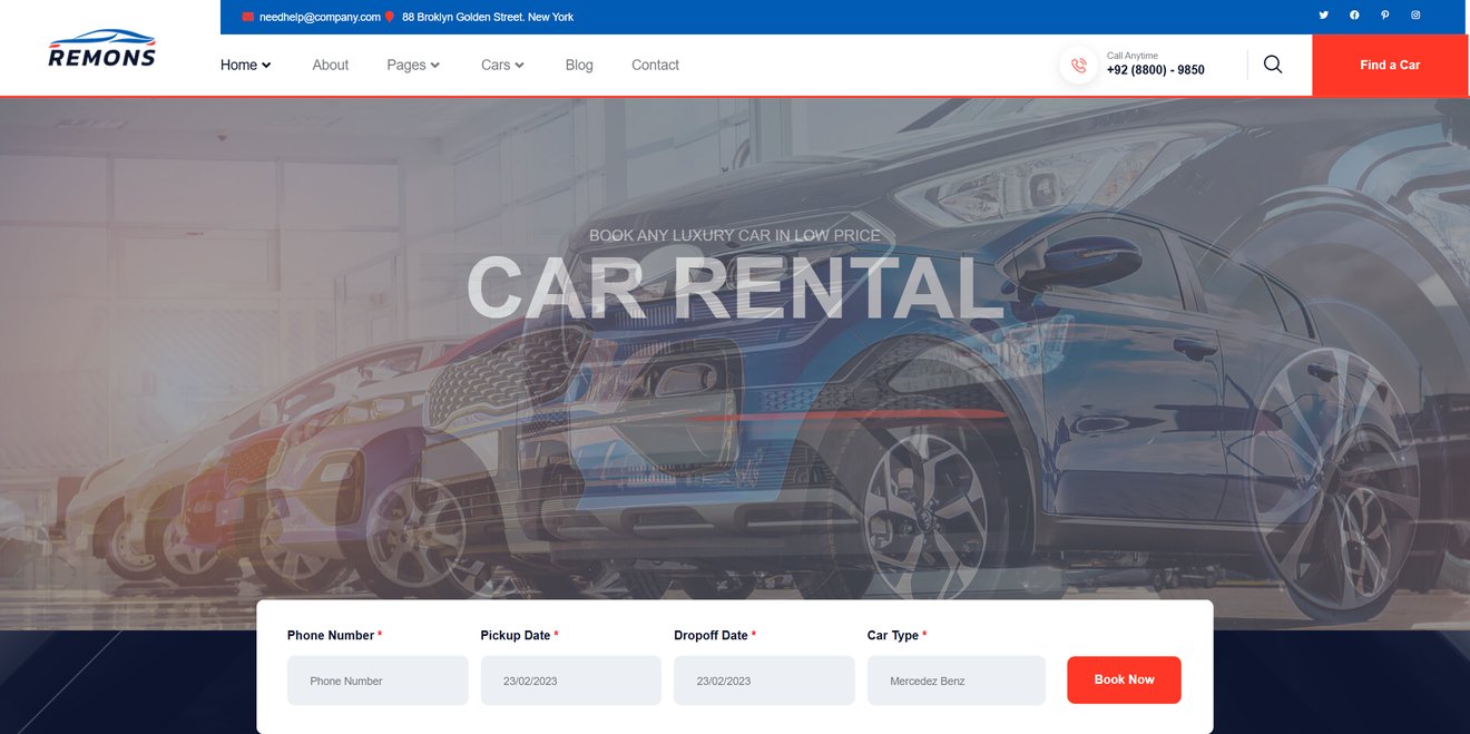 Remons – Car Rental Elementor Template Kit