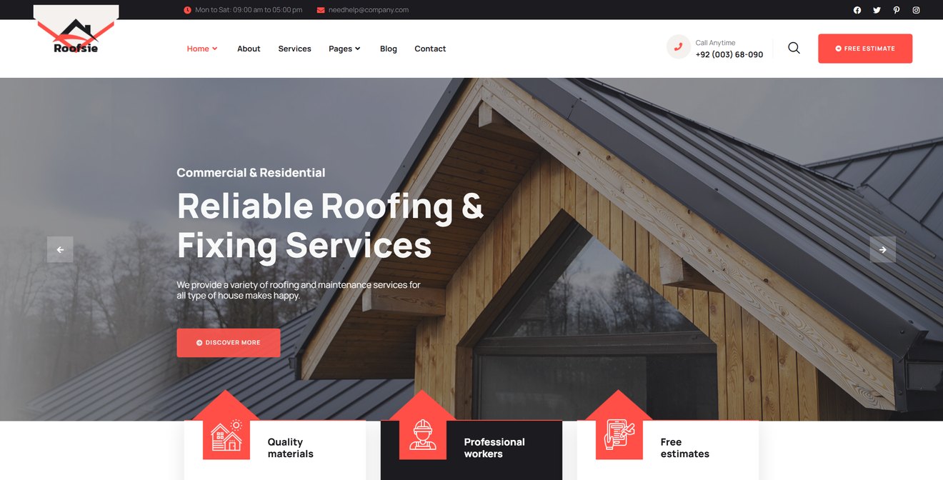 Roofsie – Roofing Services Elementor Template Kit