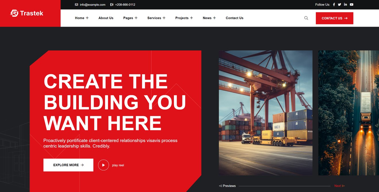Trastek – Transport & Logistics React NextJS Template