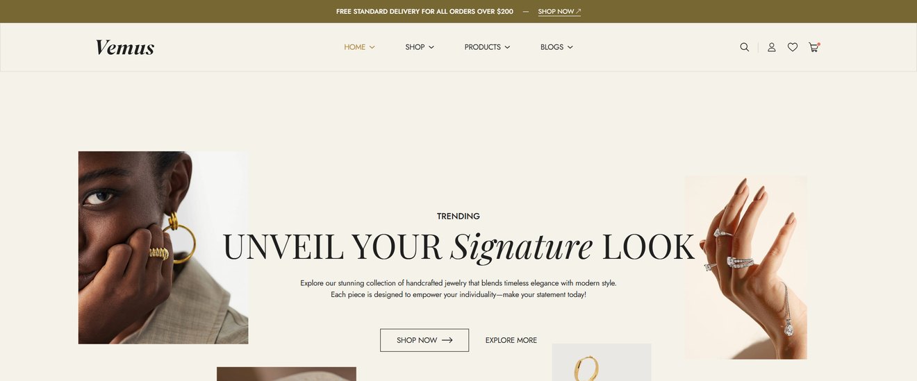 Vemus – Jewelry Ecommerce Nextjs React Template