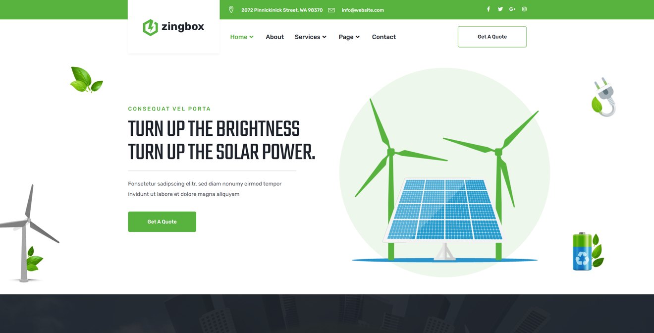 Zingbox – Wind & Solar Energy Elementor Template Kit